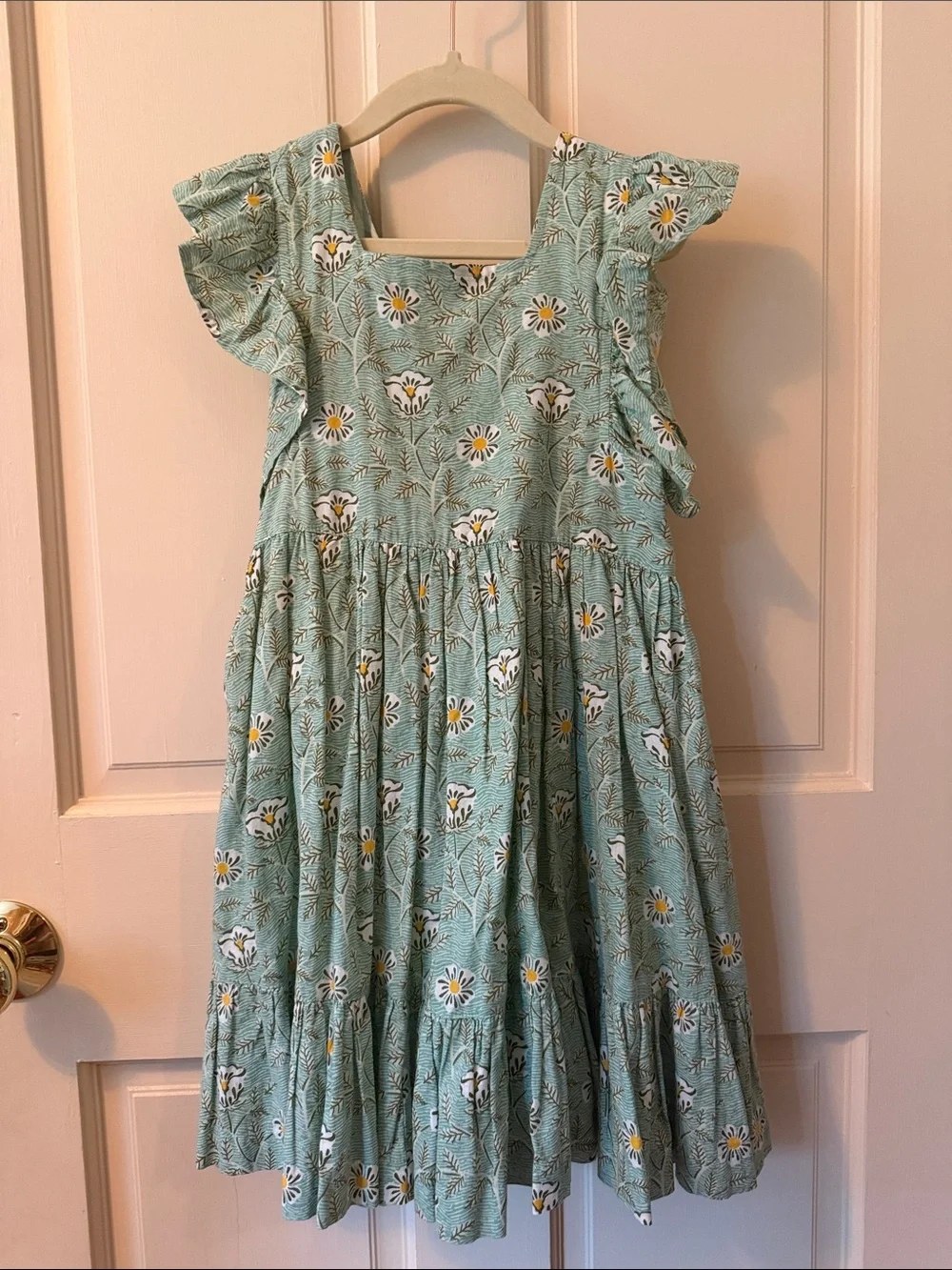 Pink Chicken Mint Green Floral Ruffle Dress